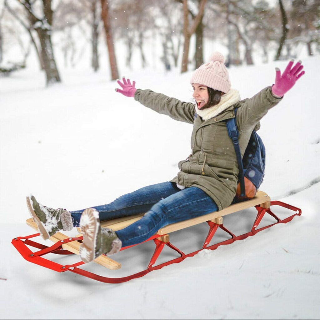 Wood Sled with Metal Runners and Steering Bar E23835