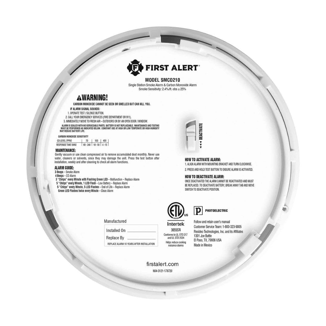 10-Year Battery Smoke and Carbon Monoxide Detector N3353