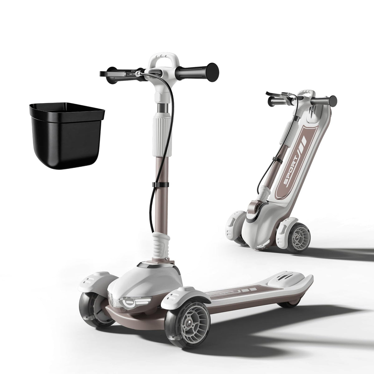 Kids Scooter with Dual Brakes, Music, Lights, Adjustable and Folding P305