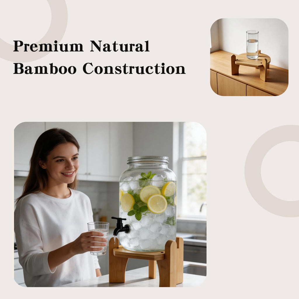 Beverage Dispenser with Bamboo Stand N5356