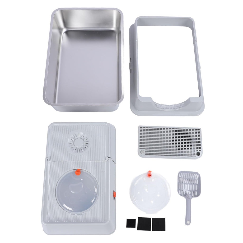 Enclosed Stainless Steel Litter Box with Flip Top Lid W654