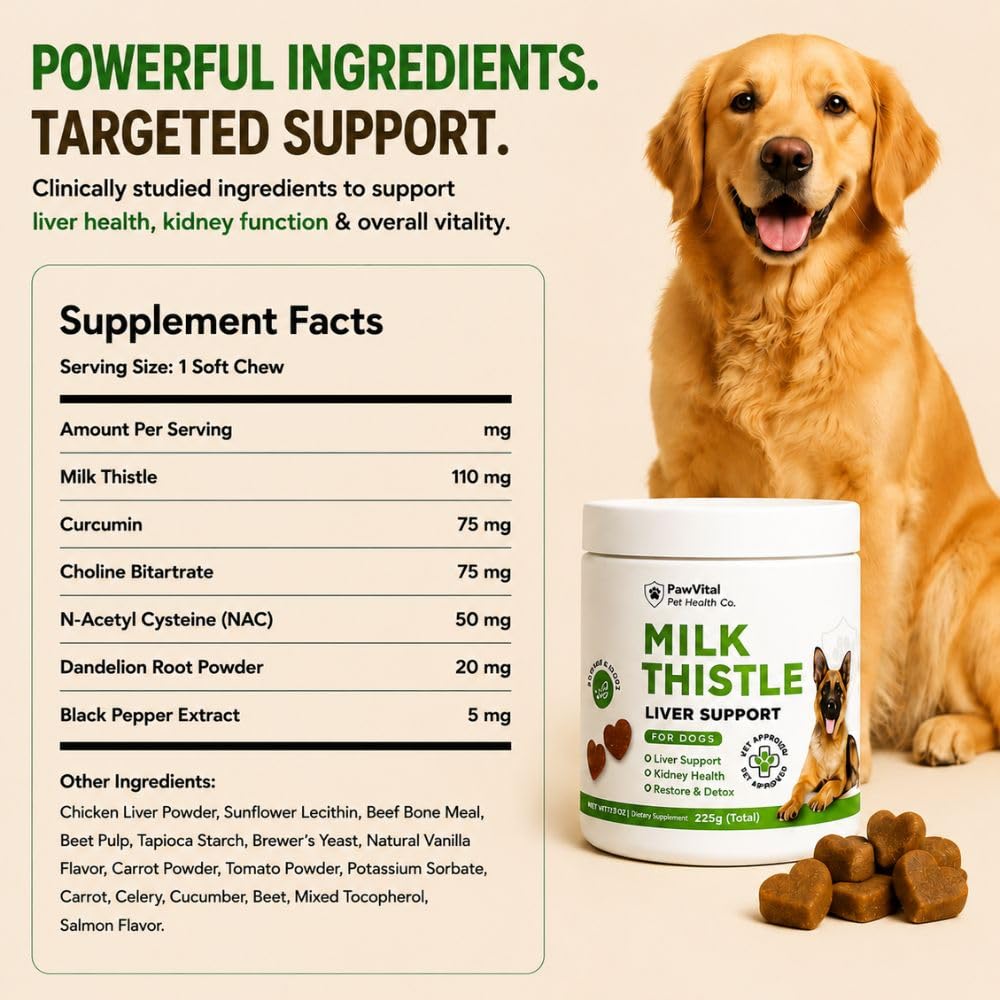 Milk Thistle Liver Support Chews with Salmon Oil & Curcumin E363