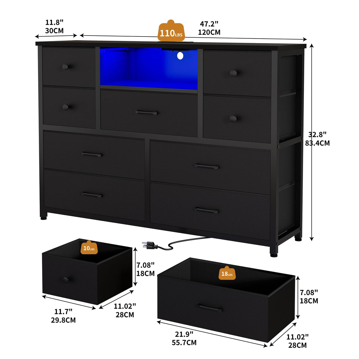 Black 9 Drawer Dresser A17658