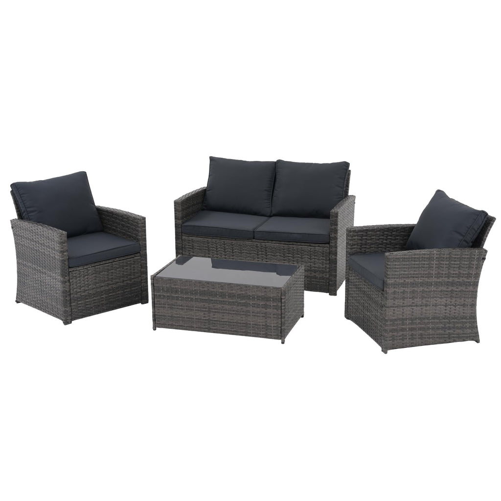 4 Piece Dark Gray Wicker Patio Furniture Set A720