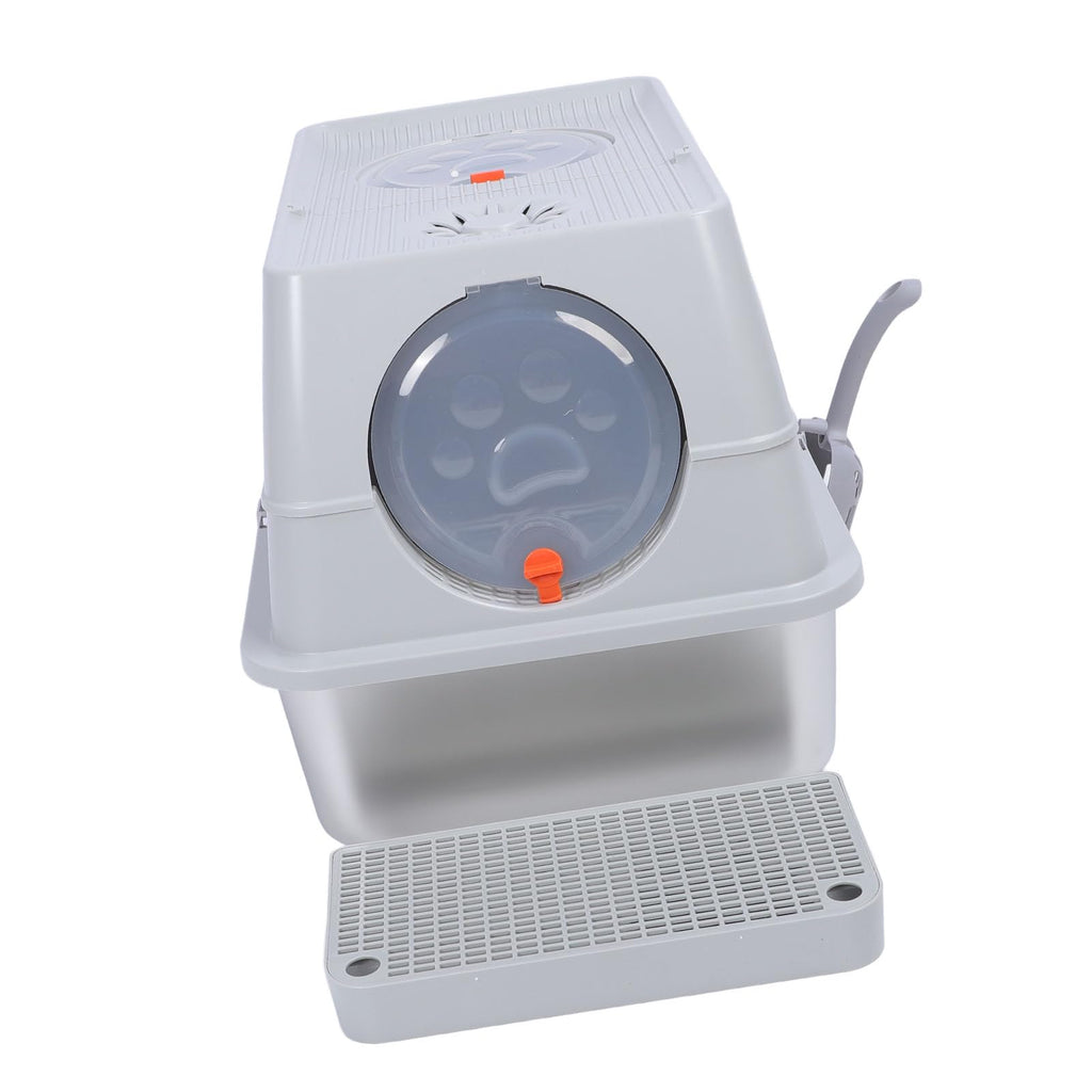 Enclosed Stainless Steel Litter Box with Flip Top Lid W654