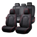 Black-Red Leather Car Seat Covers Full Set G148