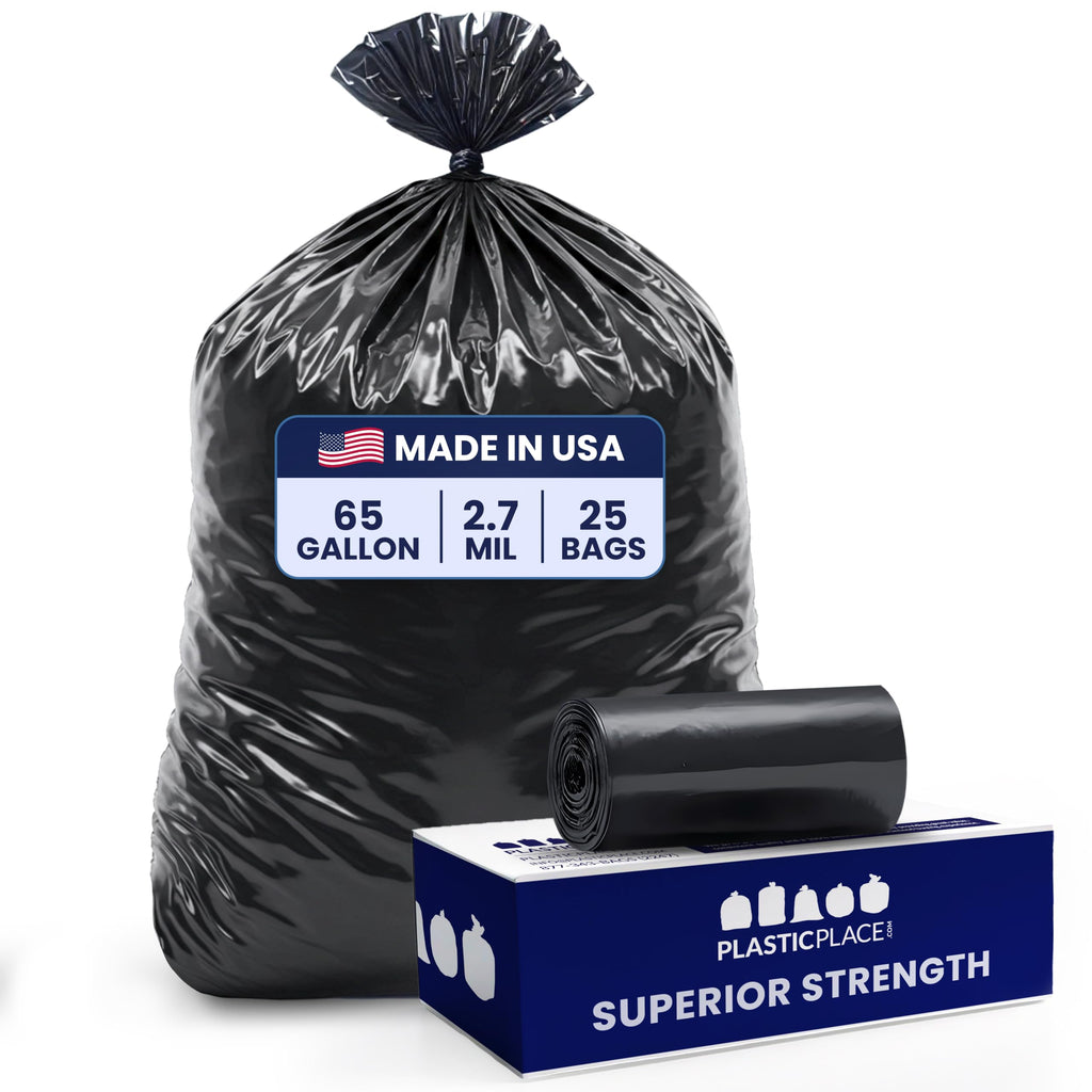 65 Gallon Black Heavy Duty Trash Bags 25 Count N251