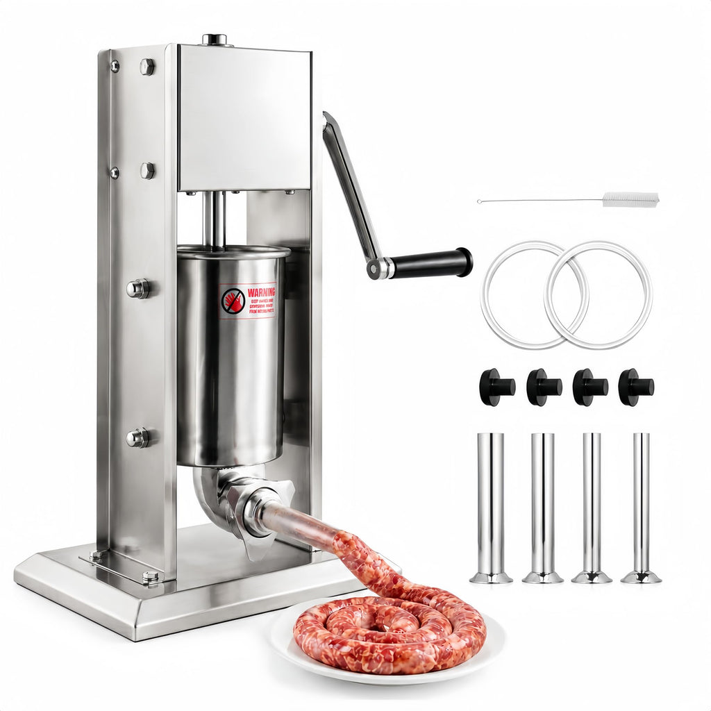3L Stainless Steel Manual Sausage Stuffer with 4 Tubes P2343