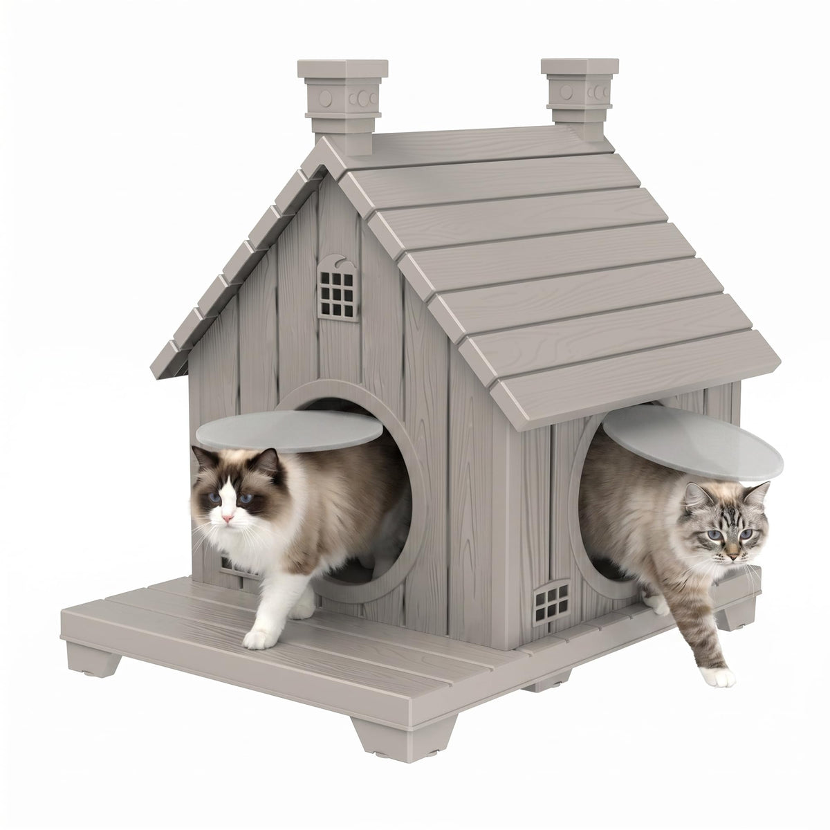 Weatherproof 1-Story Resin Cat House D3276