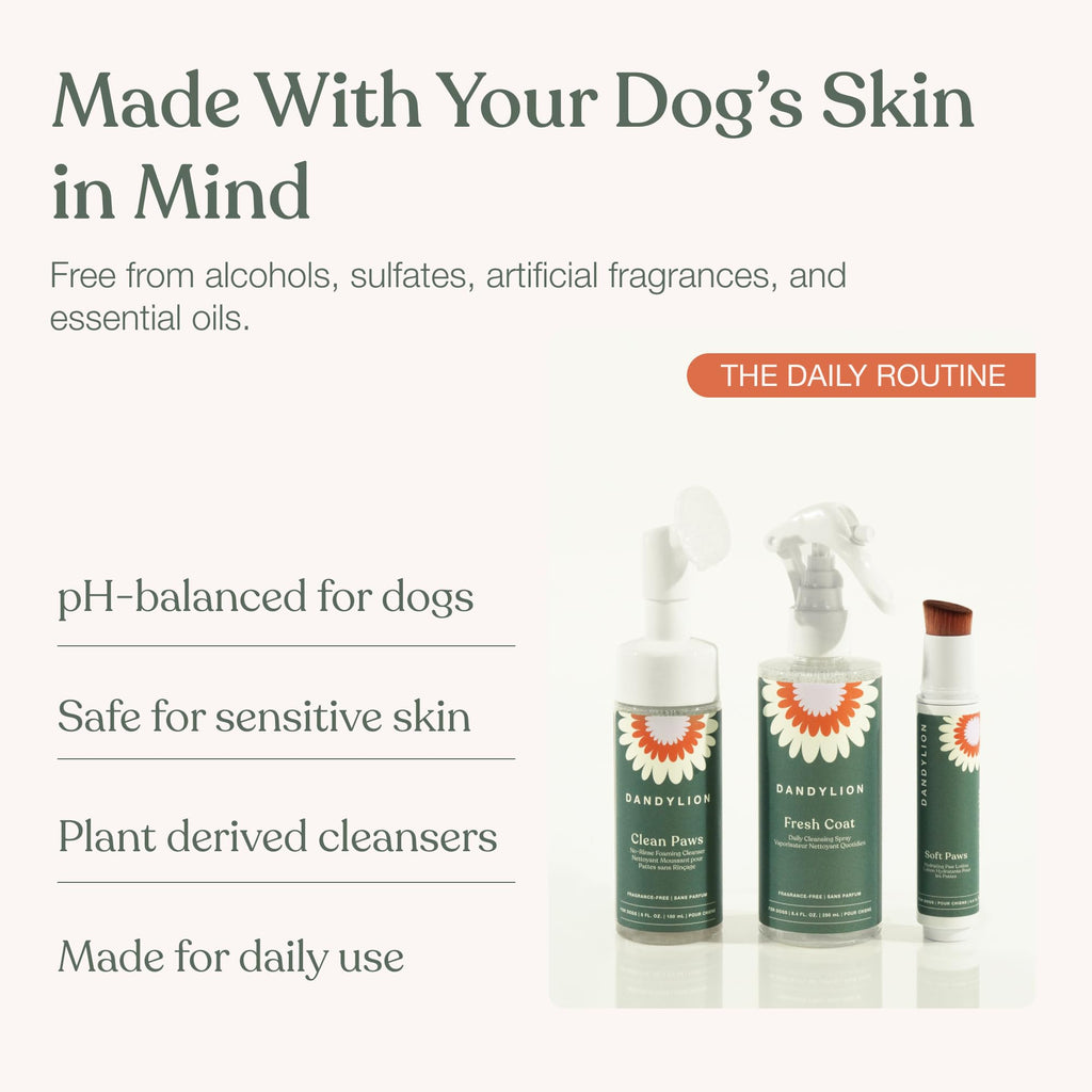 No-Rinse Dog Paw Cleaner + Paw Lotion with Brush + Waterless Dog Shampoo Spray D27140