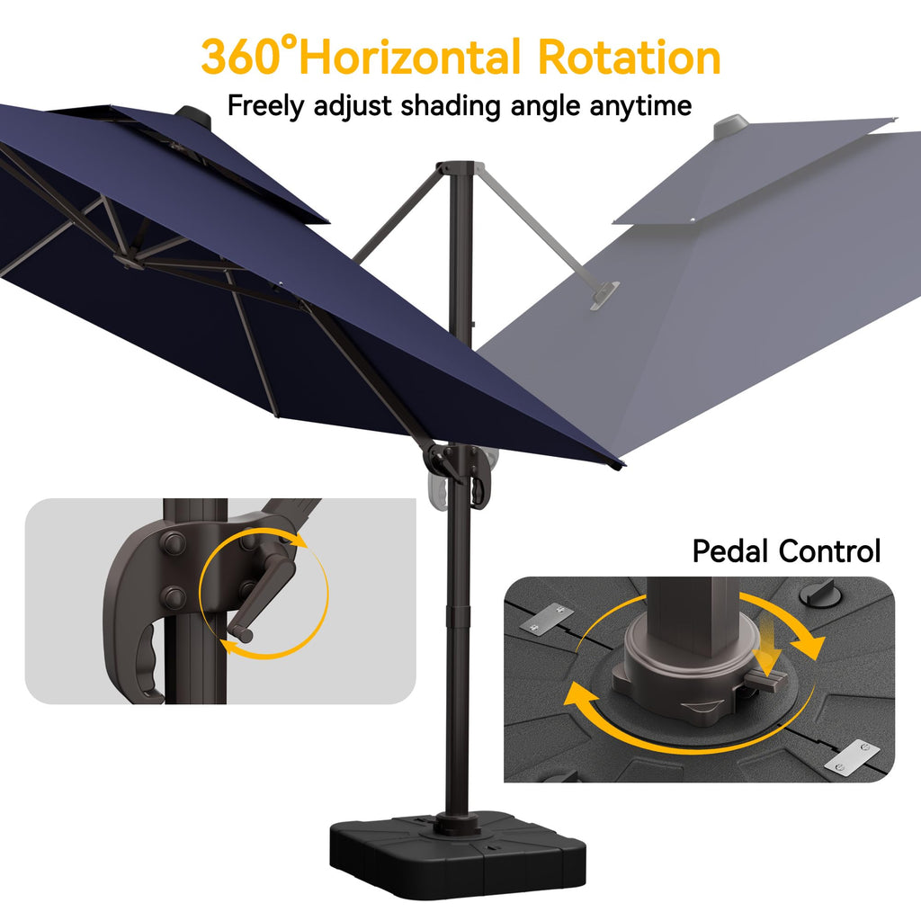 10x13 FT Cantilever Patio Umbrella with Base C353836