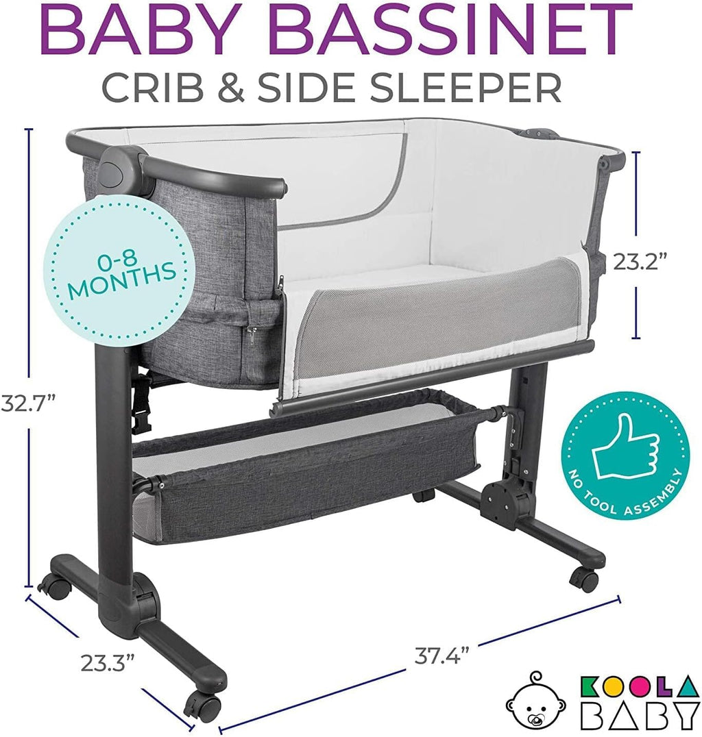 Baby Bassinet Bedside Sleeper Portable Crib with Storage Basket D847353