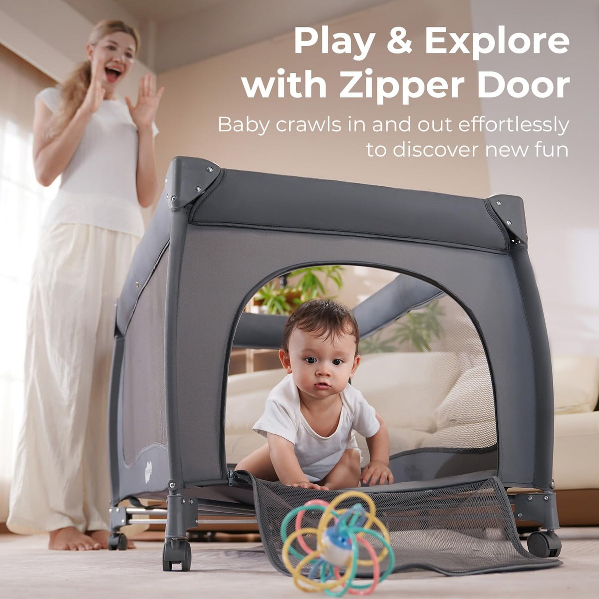 Portable Baby Playpen with Bassinet O79463