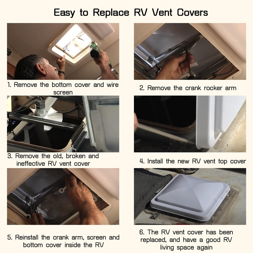 14" White Plastic Square RV Roof Vent Cover V4416