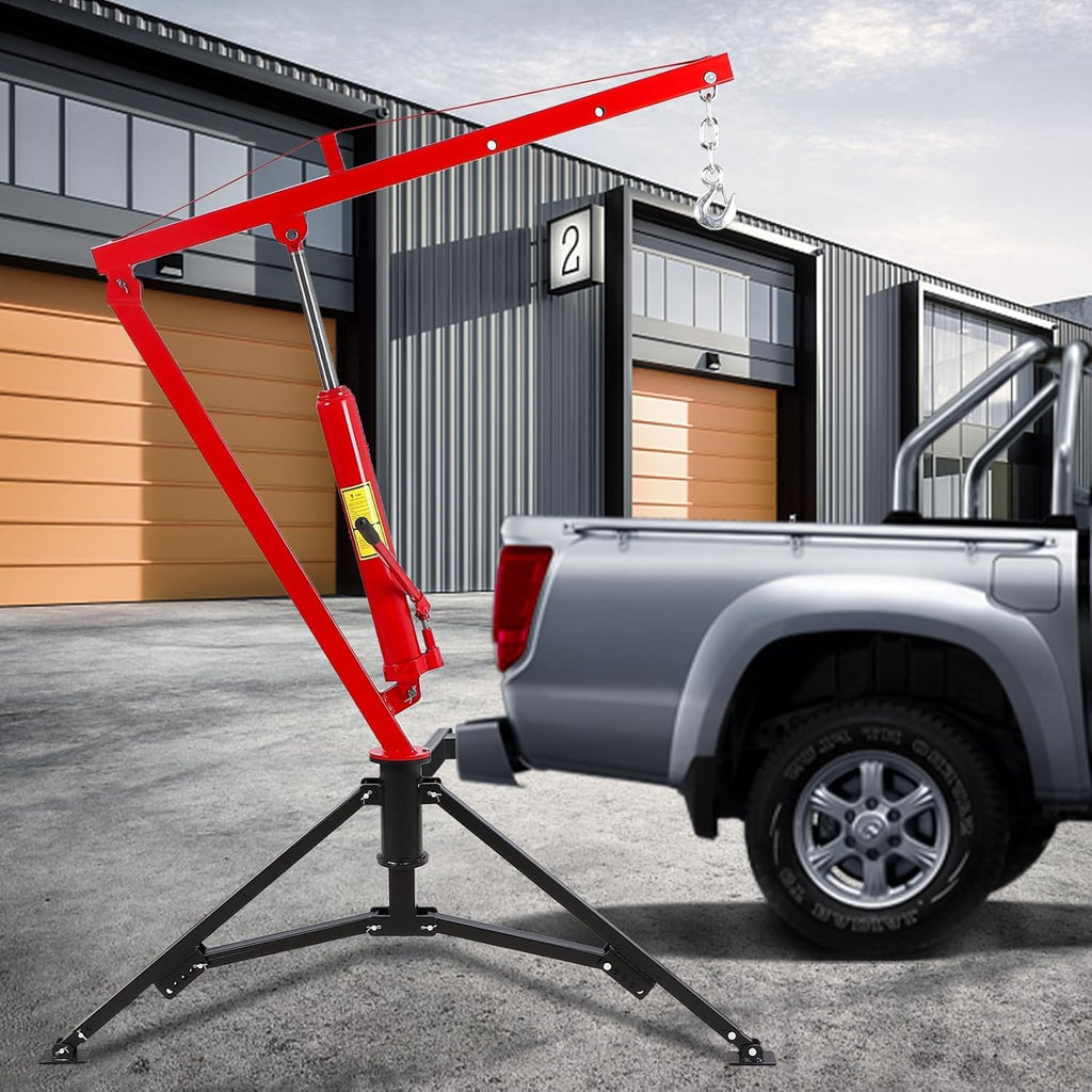 Hydraulic Pickup Truck Crane, 1000 Lbs Capacity, 360° Swivel, Red M485029