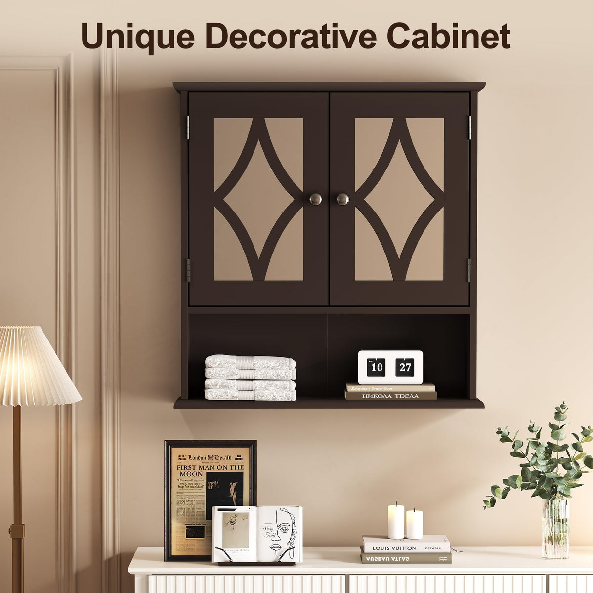 Wall Mounted Bathroom Medicine Cabinet with Towel Rack 22x25 inch P132668