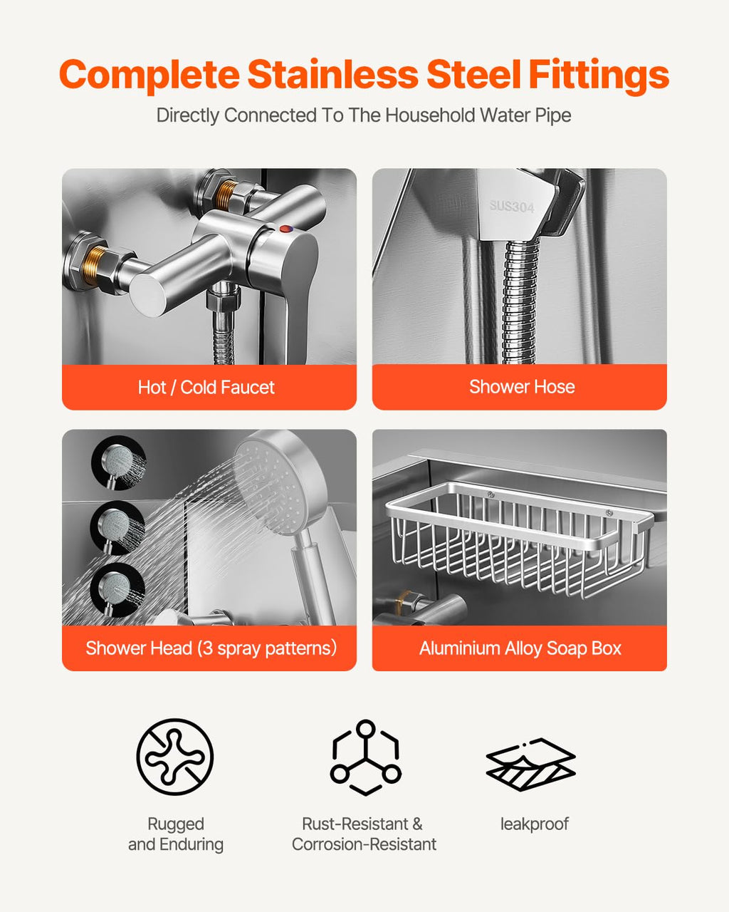 34" Stainless Steel Dog Washing Station with Shower Faucet D8024