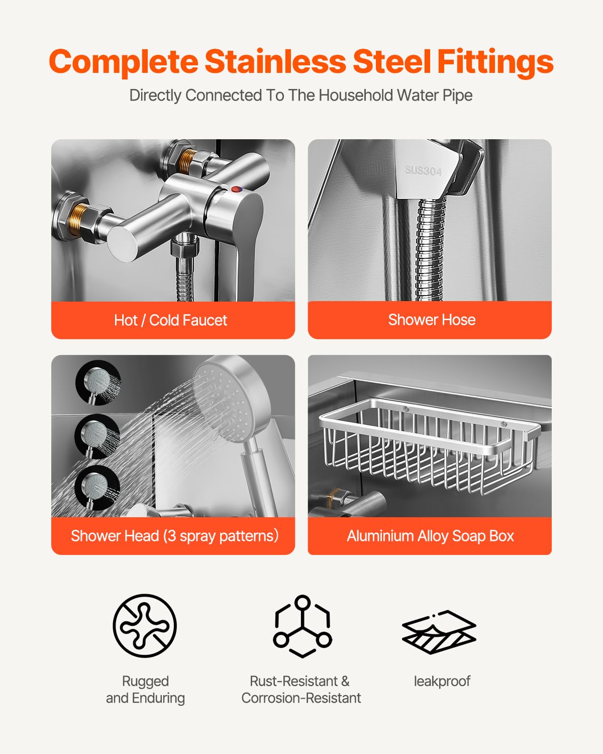 34" Stainless Steel Dog Washing Station with Shower Faucet D8024