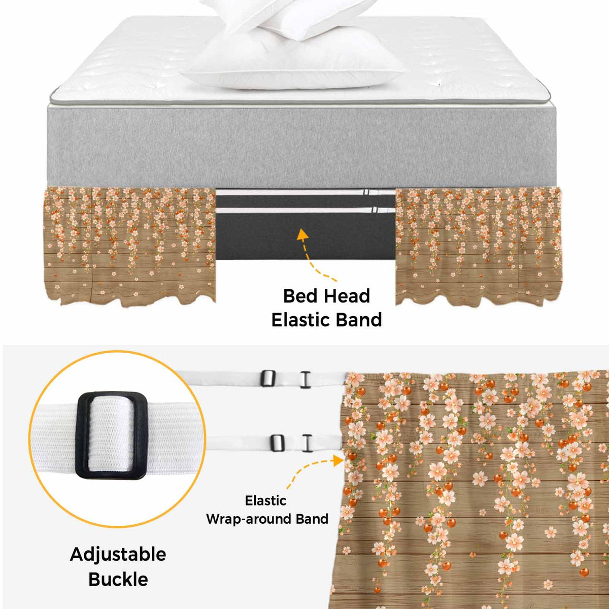 Ruffle Wrap Around Bed Skirt California King 18" Drop V9620