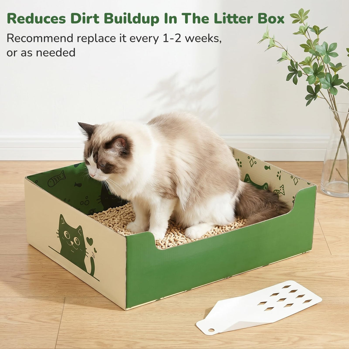 8 Pcs Disposable Cat Litter Box with Scoop J6118