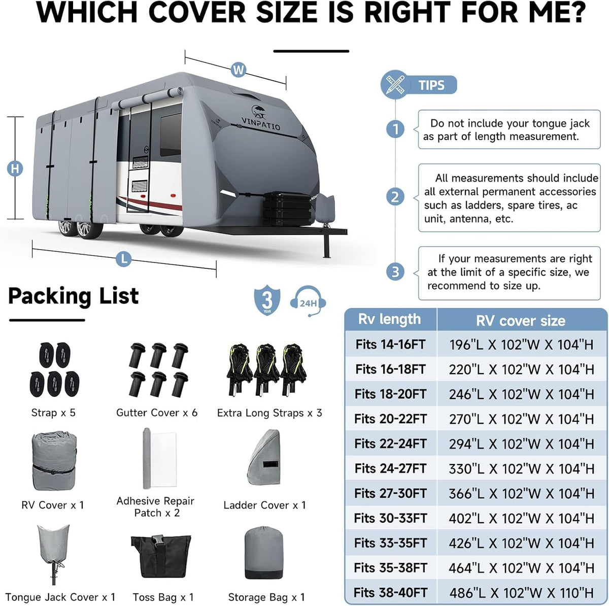 7 Layers Travel Trailer Cover Fits 30'-33' B820144