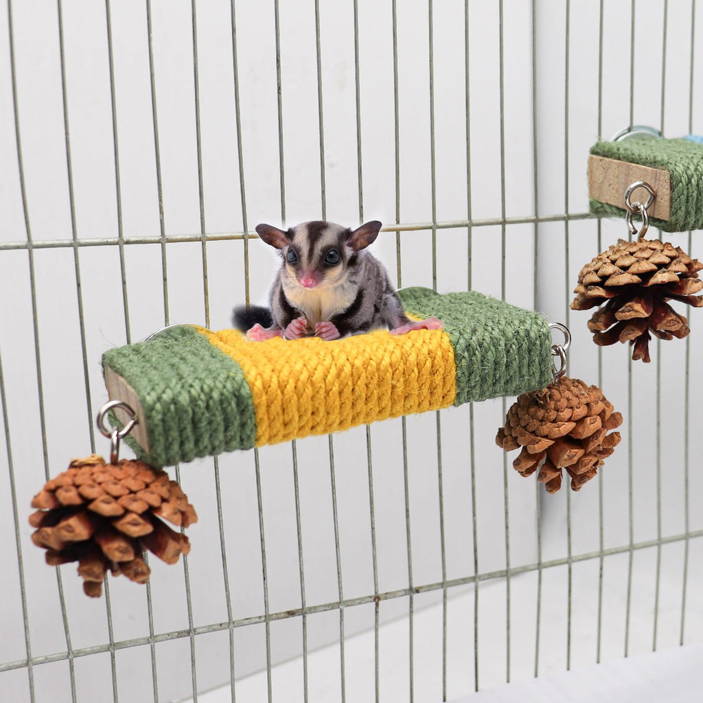 2 Pack Cage Platform with Rope and Pine Cone Decor L36684