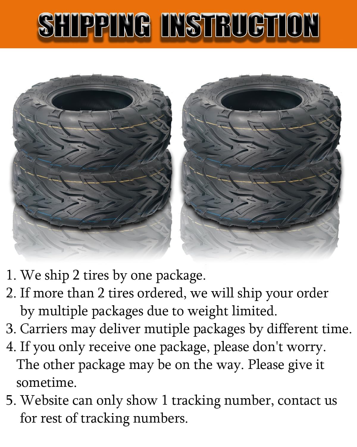 2 Pack 19x7-8 ATV Tires 4PR Tubeless All Terrain A338801