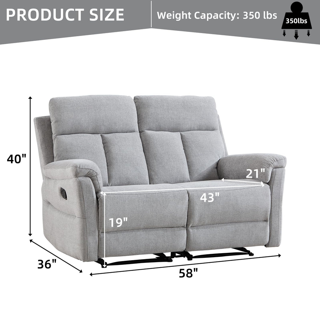 Light Gray Fabric Reclining Loveseat M90573