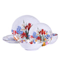 Melamine Dinnerware Set for 4, 12 Piece Plates and Bowls S1780