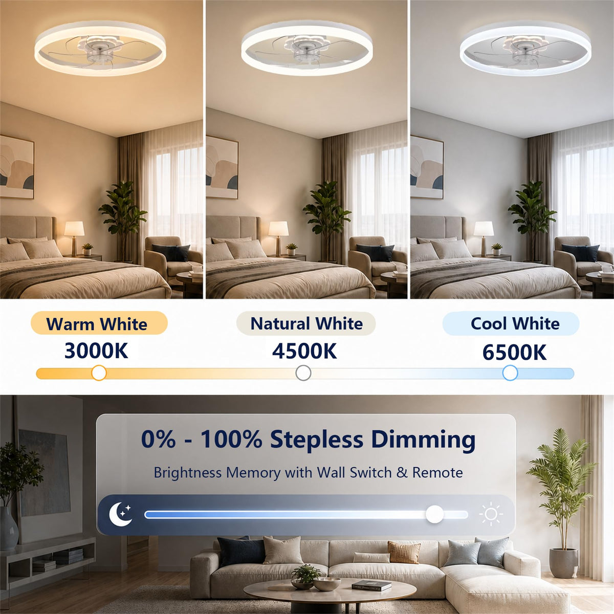 20'' Ceiling Fan with Light and Remote P2611