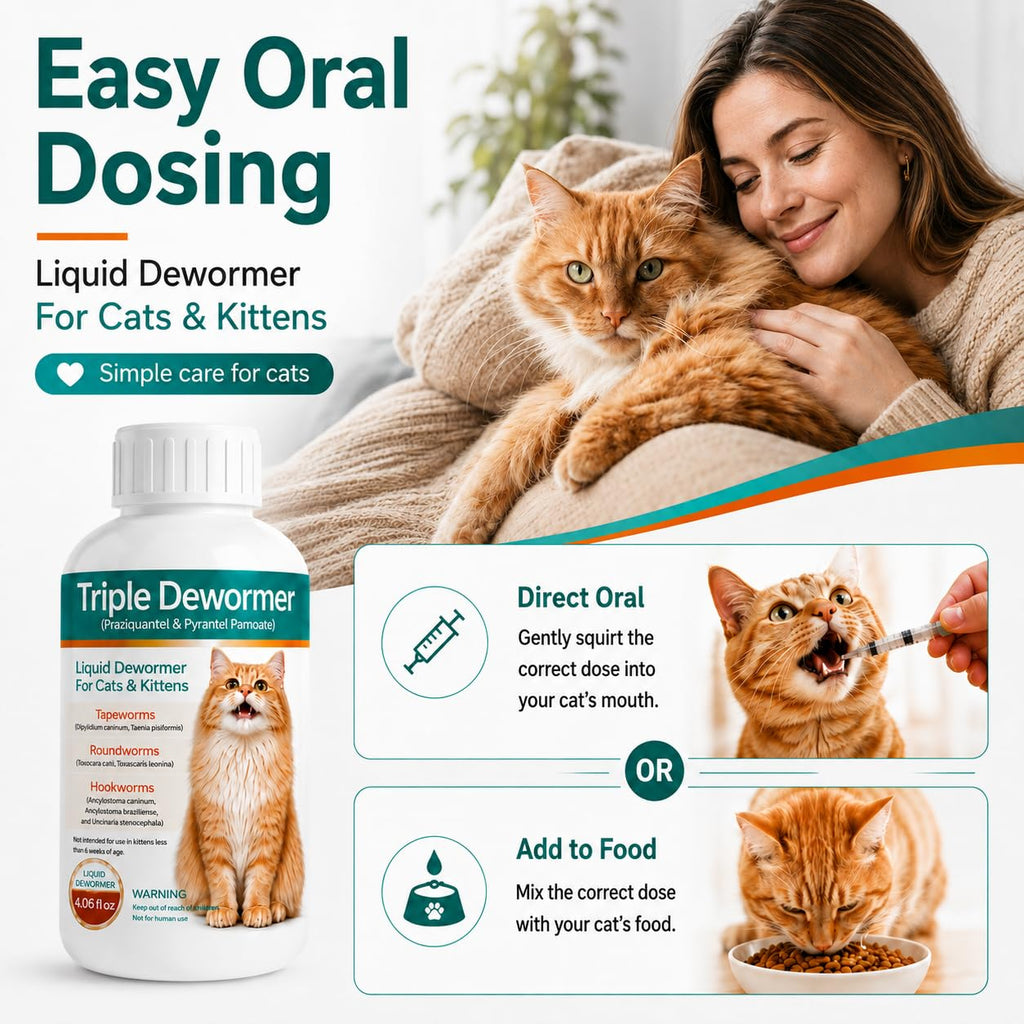 Cat Dewormer Liquid for Tapeworms, Roundworms and Hookworms Z65241