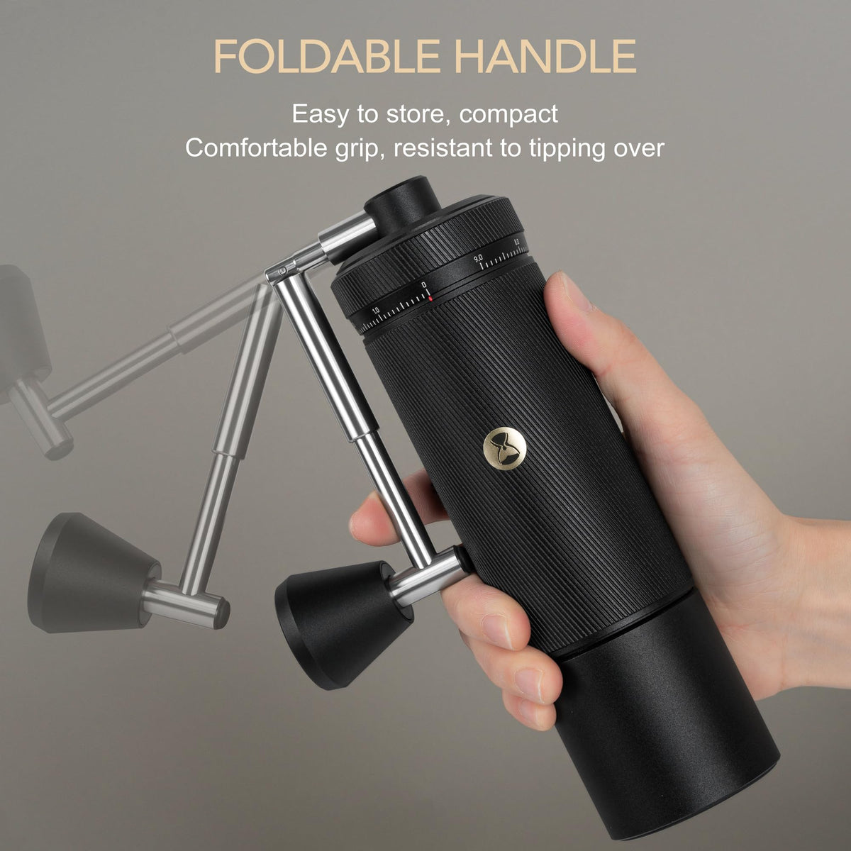 Manual Coffee Grinder with Stainless Steel Burr, Black Y9211