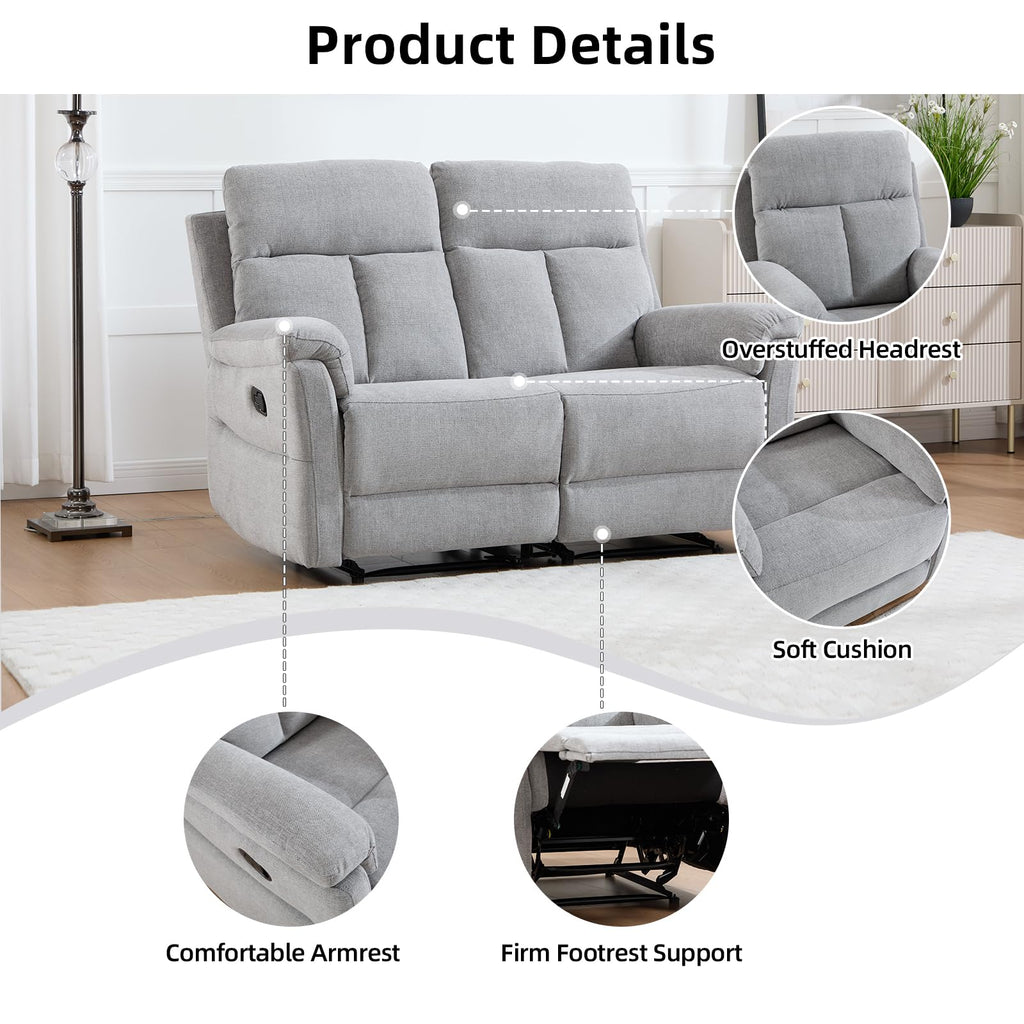Light Gray Fabric Reclining Loveseat M90573