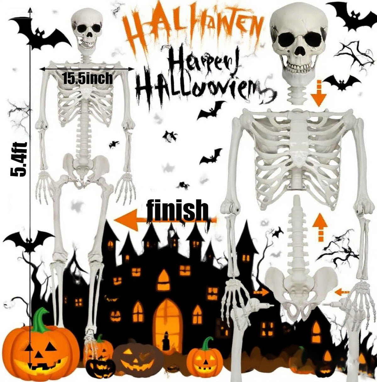 5.4ft Life Size Skeleton with Movable Joints F514694
