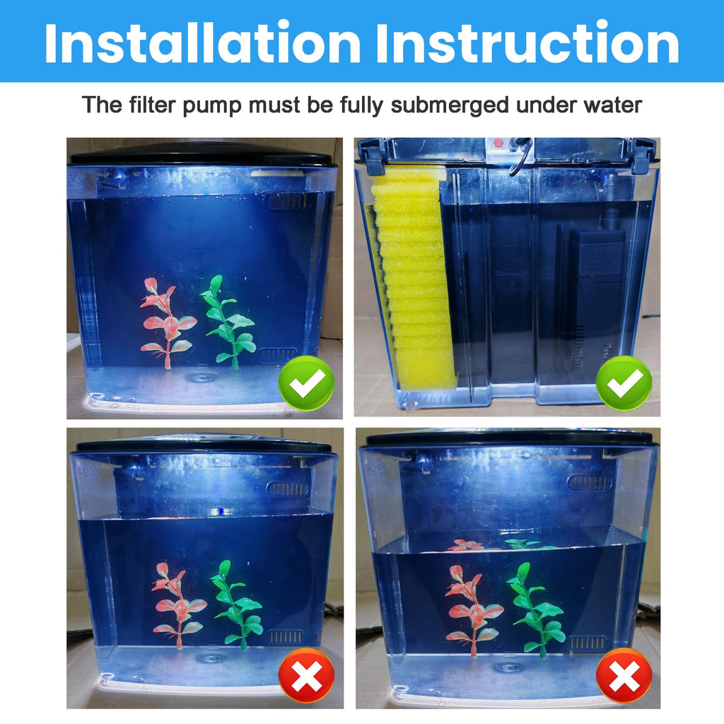 1.2 Gallon Aquarium Starter Kit with LED Light and Water Filter Pump H682