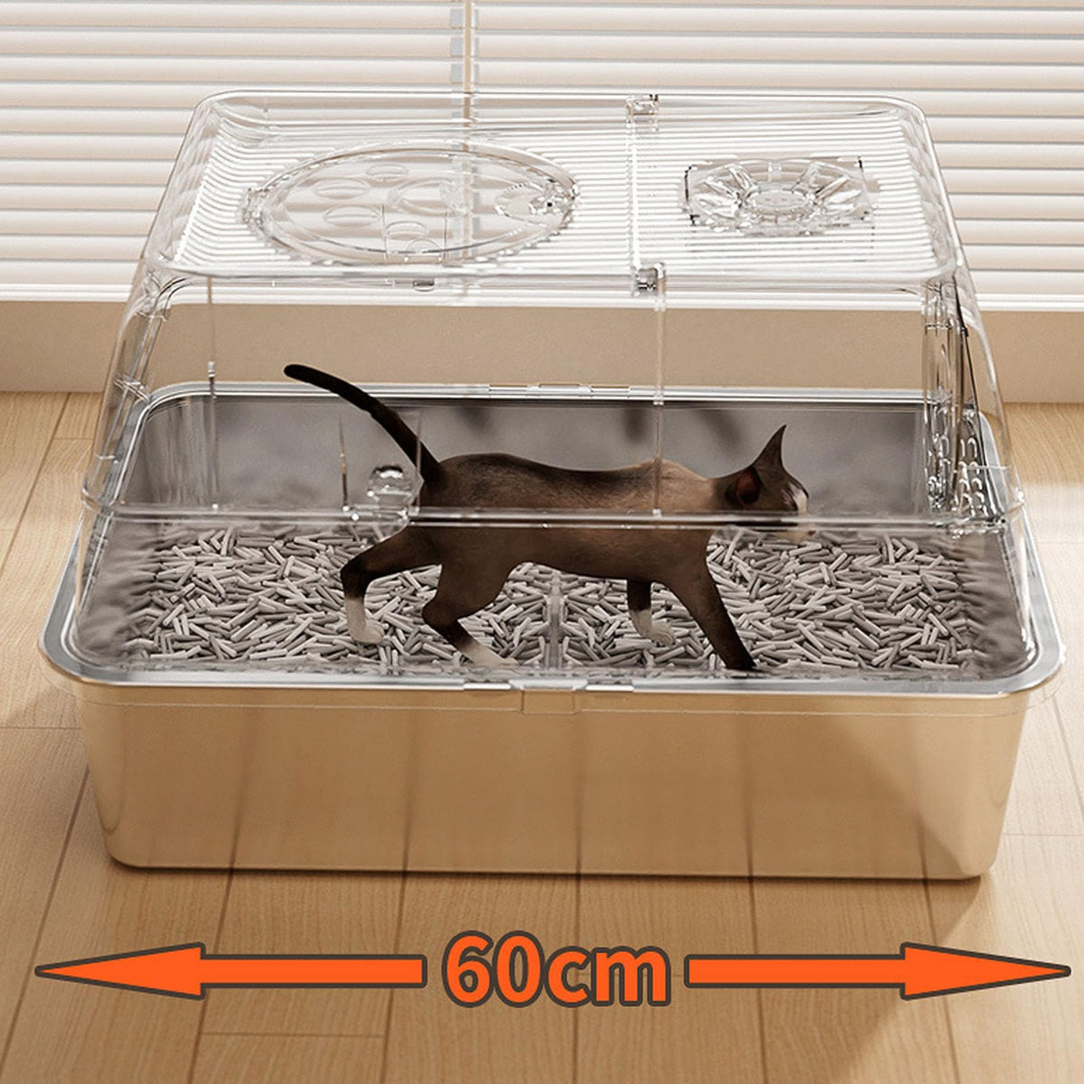 Enclosed Stainless Steel Litter Box with Flip Top Lid W654