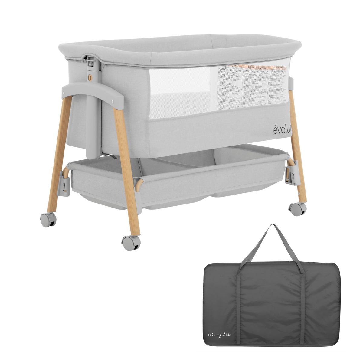 Portable Bassinet with Wheels and Storage Basket A57417