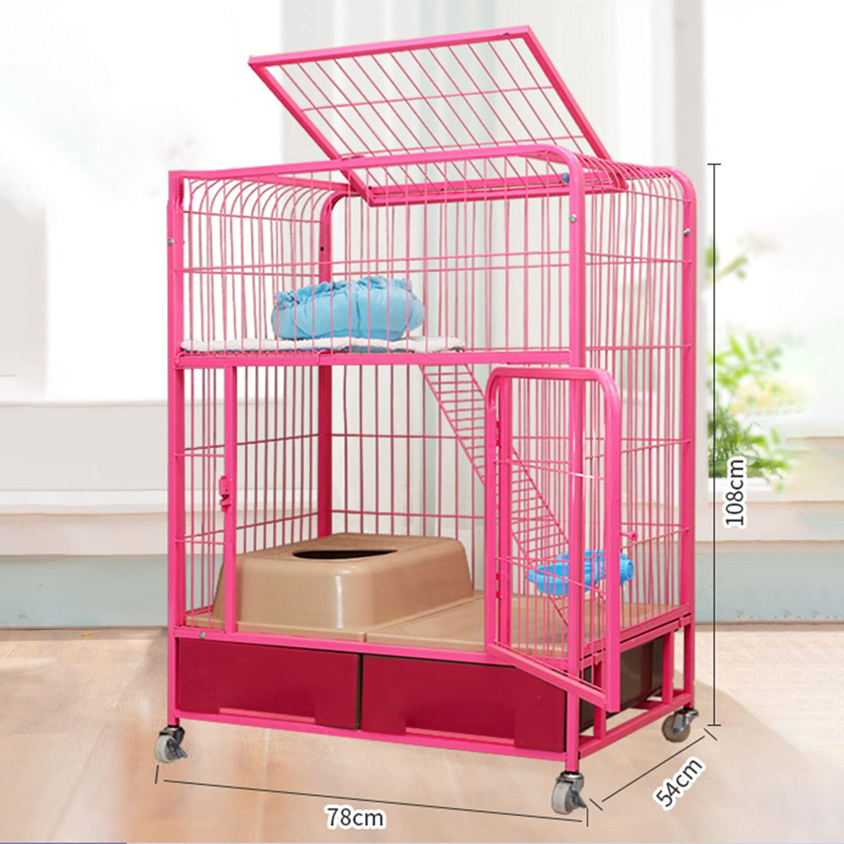 Heavy Duty Metal Cat Cage Dog Crate with Four Wheels Z908030