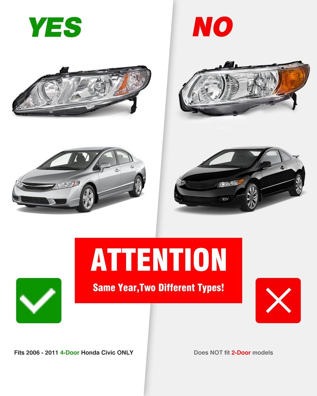 2006-2011 Honda Civic Halogen Headlight S57364