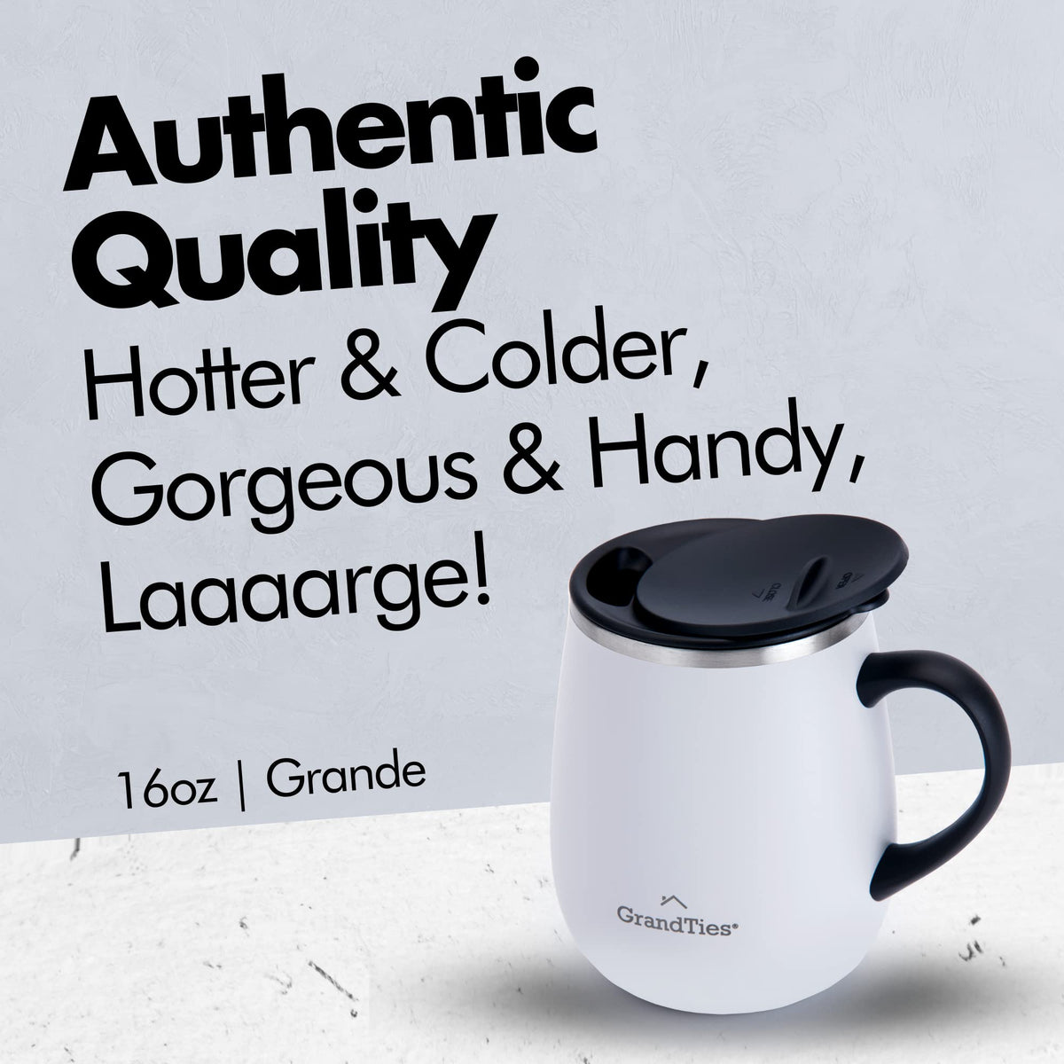 16 oz Stainless Steel Insulated Coffee Mug 2-Pack with Handle & Sliding Lid A468