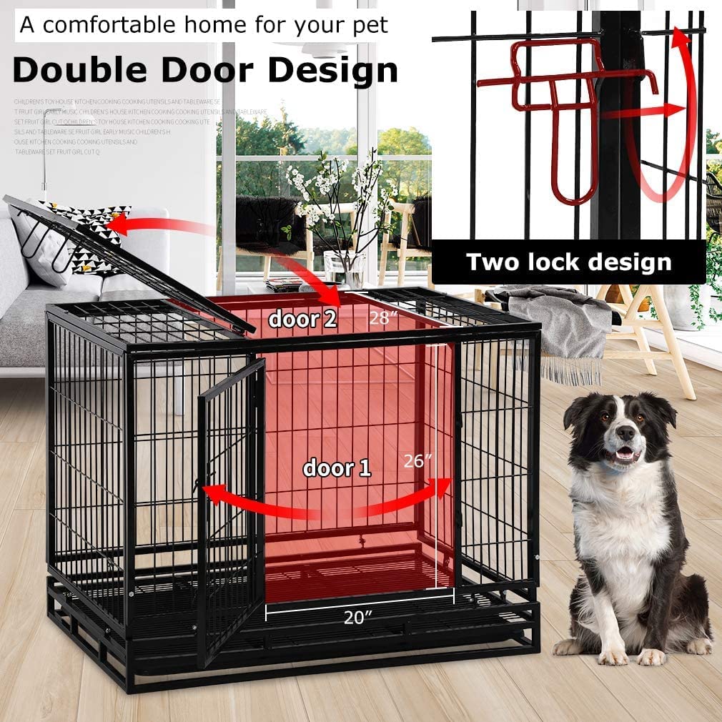 48 Inches Heavy Duty Dog Crate with Plastic Tray R789233