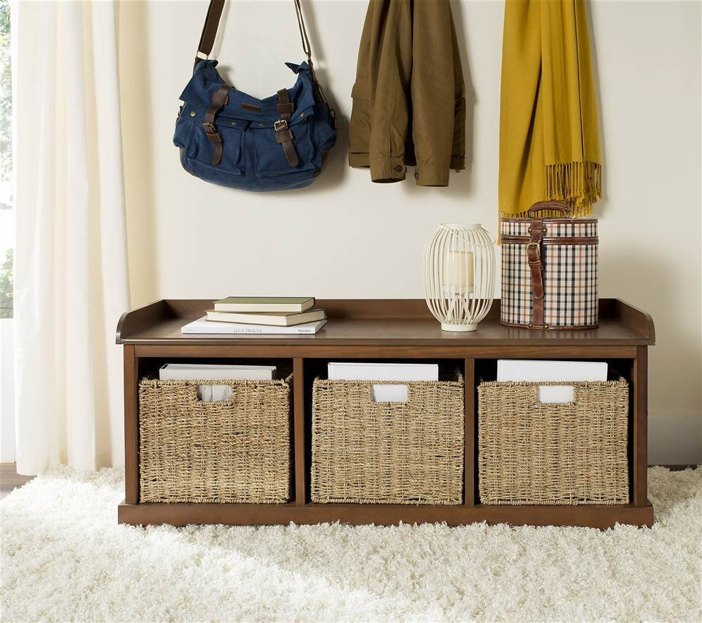 Brown Solid Wood Storage Bench G212801