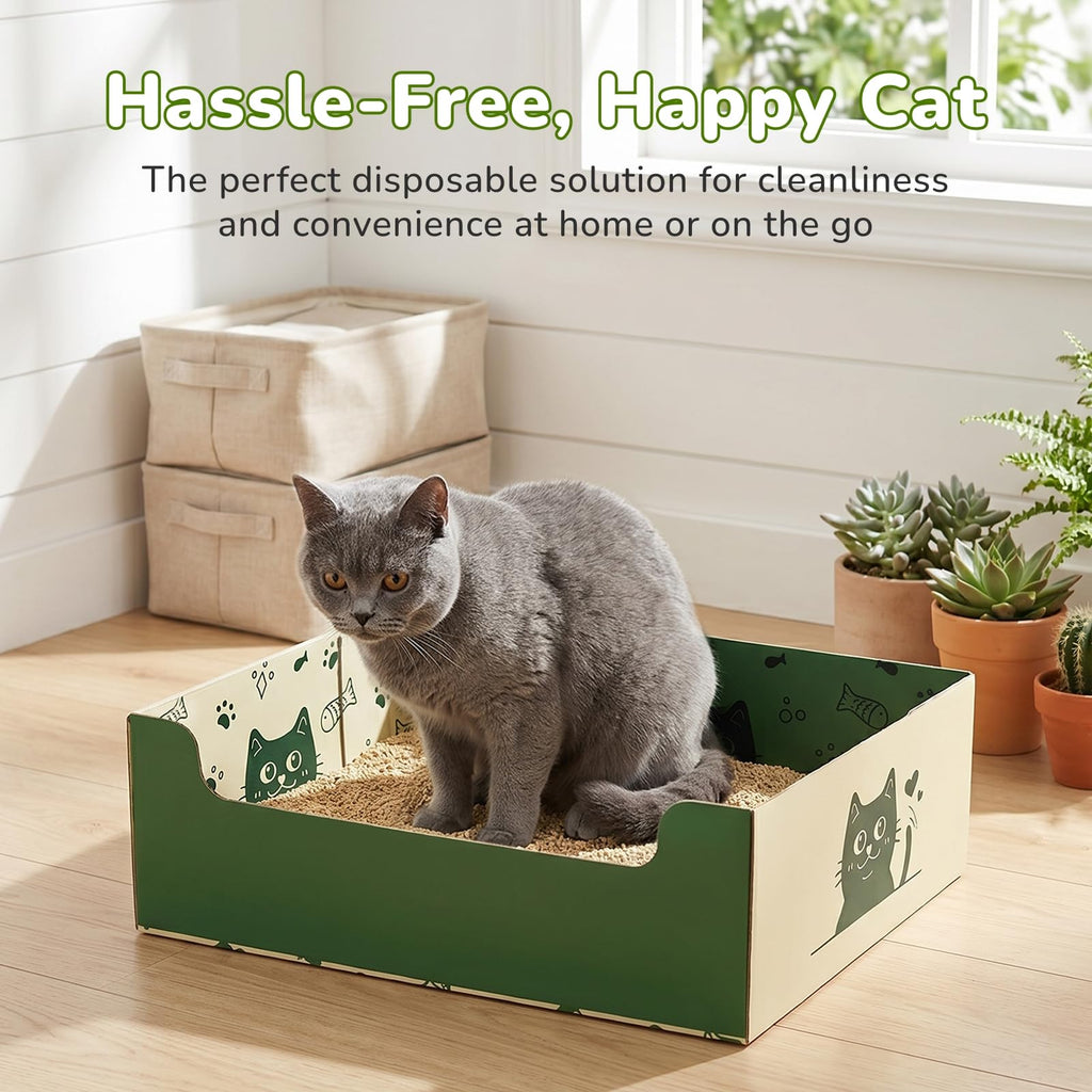 8 Pcs Disposable Cat Litter Box with Scoop J6118