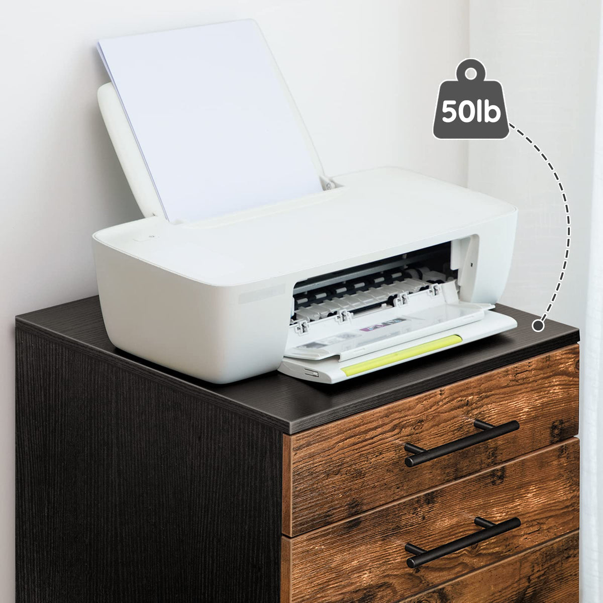 5 Drawer Wooden Mobile File Cabinet with Wheels T5910