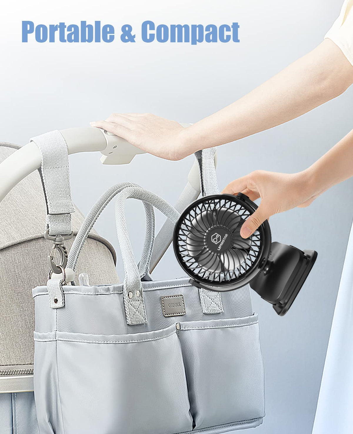 Battery Operated Clip on Fan, USB Powered Portable Desk Fan 4 Speeds V369066