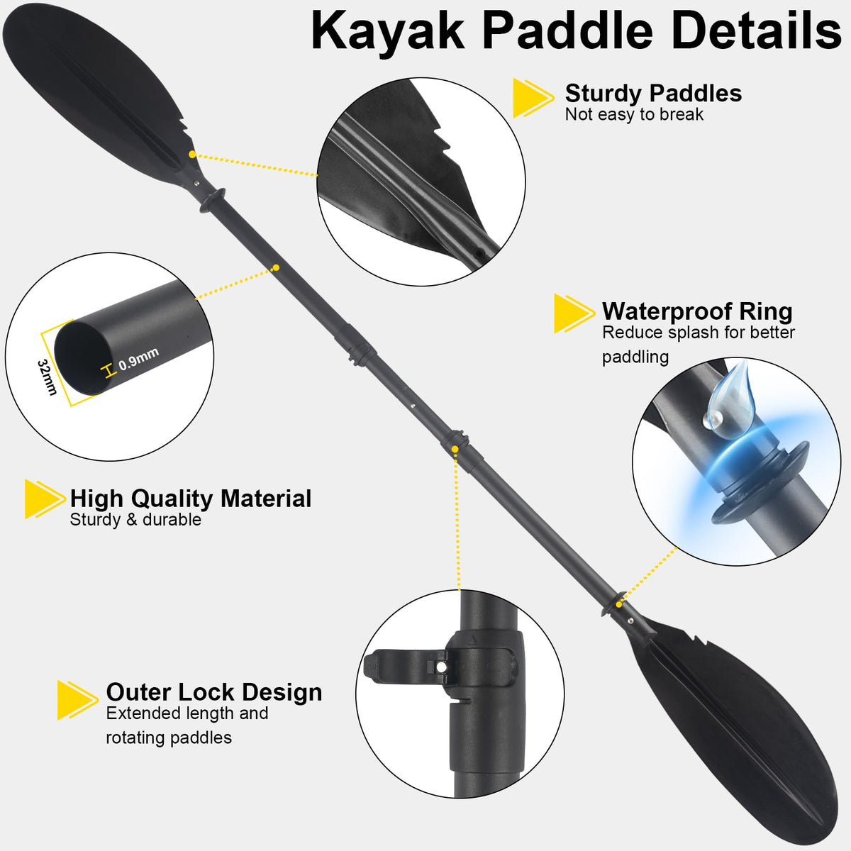 Telescoping Kayak Paddle Black 94inch X163216