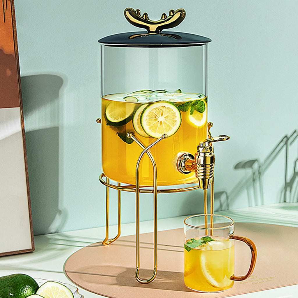 Glass Beverage Dispenser with Stand and Spigot I679611