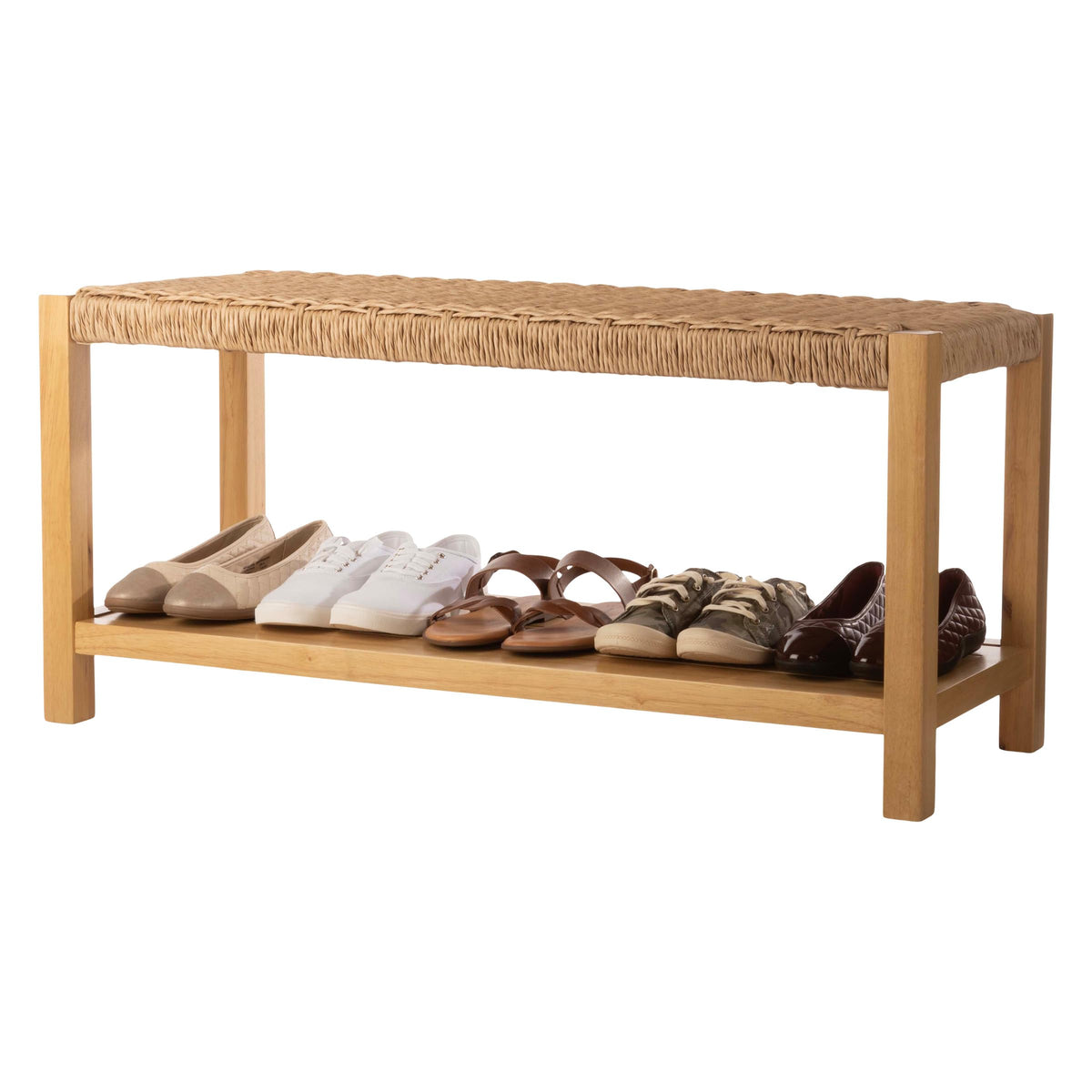 Solid Wood Entryway Bench with Shoe Storage U903620