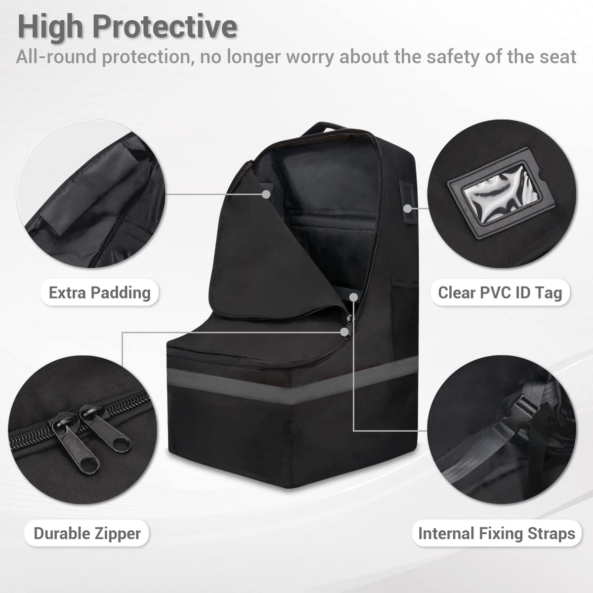 Padded Gray Car Seat Travel Bag W956