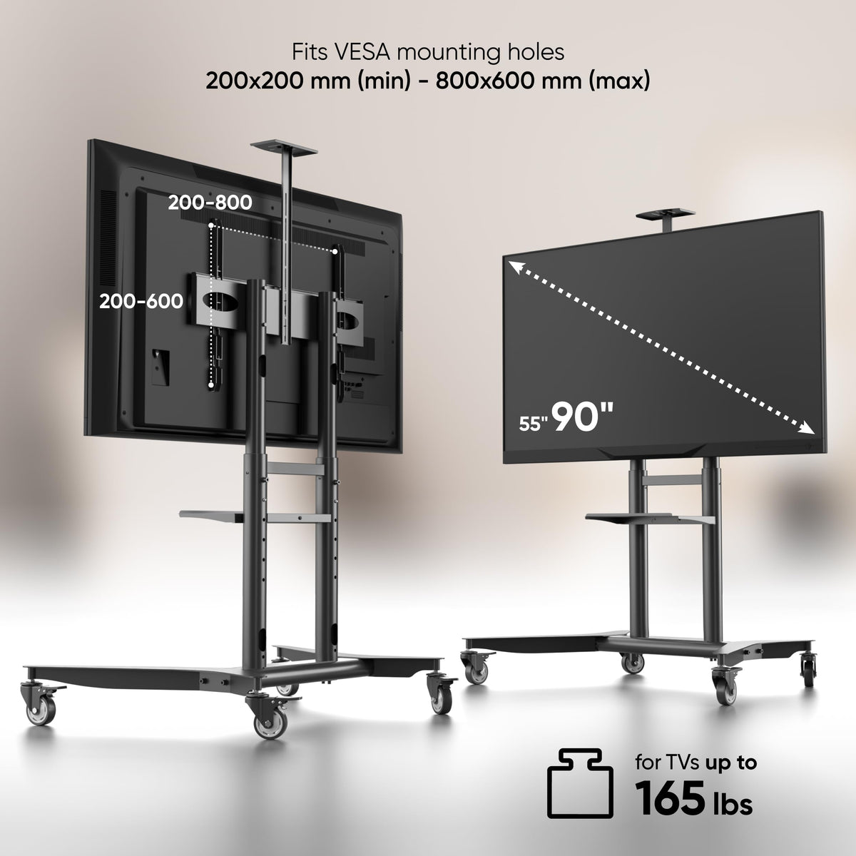 Mobile TV Stand 55-90 Inch Black Q33218